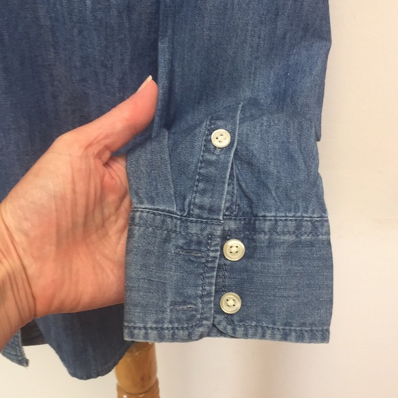 Talbots Cotton Denim Jean Shirt Blouse Button Down Western Boho Long Sleeve - Picture 5 of 7